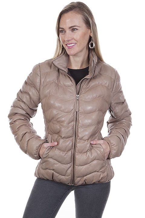 (image for) Ladies Ribbed Zip Up Front Leather Fashion Jacket